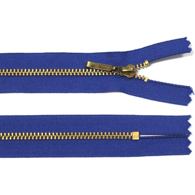 Kovový zip no.3 nerozepínací 22cm královsky modrý (zlaté zoubky)