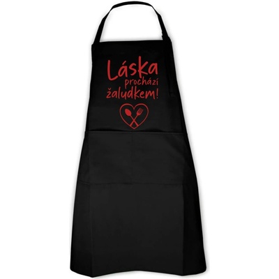 Fajntričko.cz Zástěra Láska prochází žaludkem Černá