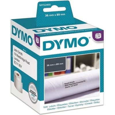 Štítky Dymo 520 adresové 89x36 mm, papírové, 2x260 ks, bílé