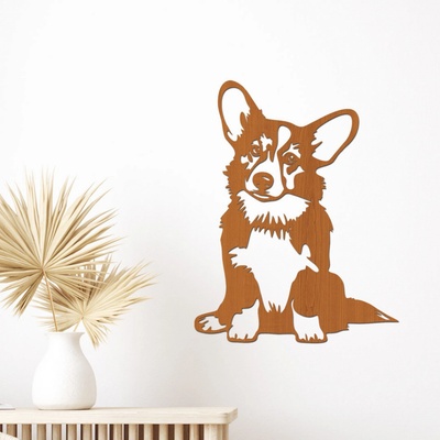 dřevo života Dřevěná dekorace psa Corgi Rozměry (cm): 30x40, Zvolte barvu dekoru: Třešeň