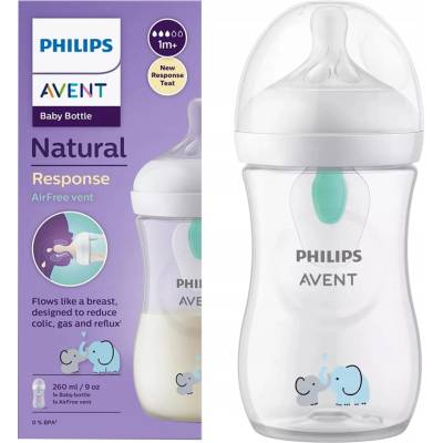 Avent Philips láhev Natural Response s ventilem AirFree medvěd 260 ml bílá