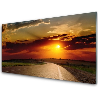 Obraz na skle Východ Cesta Krajina 100x50 cm