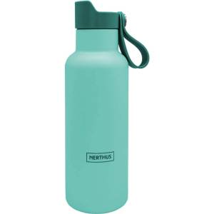 Nerthus 500 мл двустенна спортна бутилка с дръжка Click Cap в цвят тюркоаз Nerthus