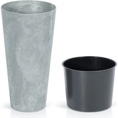 Prosperplast Kvetináč s vkladom TUBUS SLIM BETON EFFECT sivý 30cm