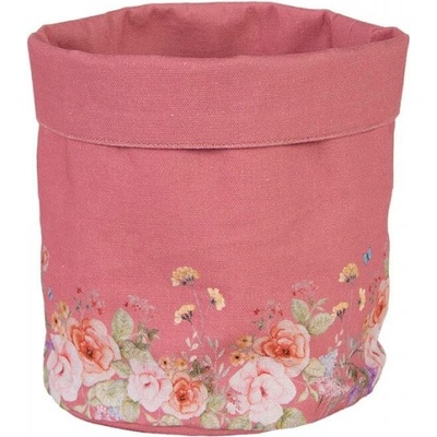 Růžový bavlněný košík na pečivo s květinovým motivem Floral Fiesta – 15x16 cm