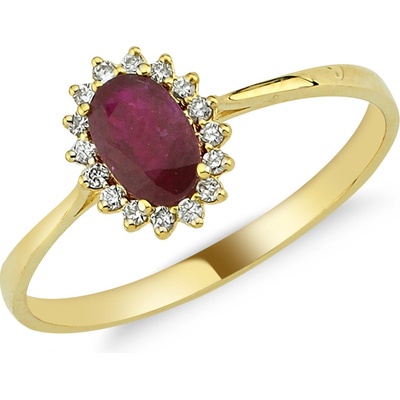 Lillian Vassago Zlatý prsten s rubínem a brilianty LLV11 SMR5647 01 RUB