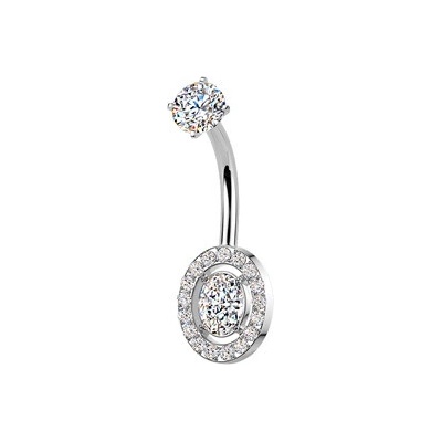 Šperky4U Ocelový piercing do pupíku se zirkony BS1080