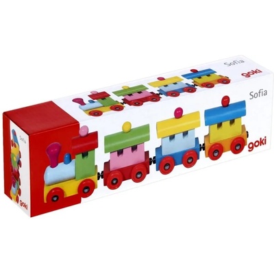 Goki София дървено влакче с пастелни цветове (55978)
