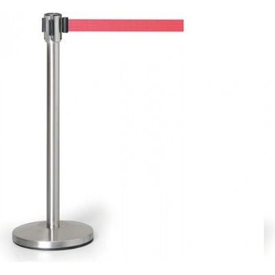 Zahradzovací stĺpik so samonavíjacím pásom, nerez leštený/červená