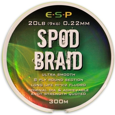 ESP Spod Braid šňůra Fluo zelená 300m 0,22mm 9kg