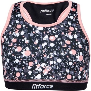 Fitforce Karmenta dívčí sportovní podprsenka černá, bílá, růžová