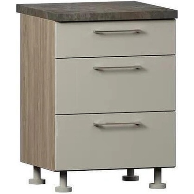 Долен кухненски шкаф Domino Havana L60 дъб хавана и кашмир супер гланц