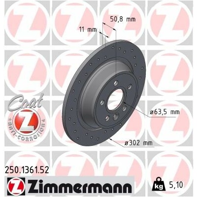 Brzdový kotúč ZIMMERMANN 250.1361.52 (250136152)