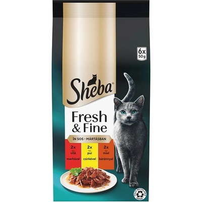 Sheba Fresh & Fine консерви за котки, пилешко, говеждо и агнешко 6 x 50 г