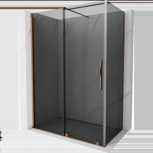 Mexen Velar плъзгаща се душ кабина 160 x 75 cm, графит, розово злато - 871-160-075-41-60 (871-160-075-41-60)