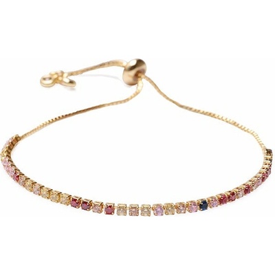 Nefertitis Třpytivý stahovací náramek v barvě zlata s multicolor kubická zirkonie 25 cm NF26279