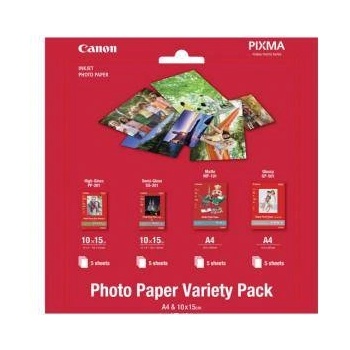 Canon Фотохартия CANON, 5 броя 10x15 High-Gloss, 5 броя 10х15 Semi-Gloss, 5 броя А4 Matte, 5 броя A4 Glossy
