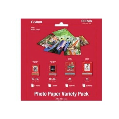 Canon Фотохартия CANON, 5 броя 10x15 High-Gloss, 5 броя 10х15 Semi-Gloss, 5 броя А4 Matte, 5 броя A4 Glossy