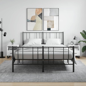 vidaXL Нощни шкафчета, 2 бр, бял гланц, 40x35x47, 5 см, инженерно дърво (827489)