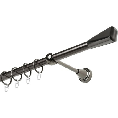 OK-GarnýžeCZ - Garnýž kovová jednořadá 19mm Trapez onyx 180 cm do stěny / kroužky s háčkem