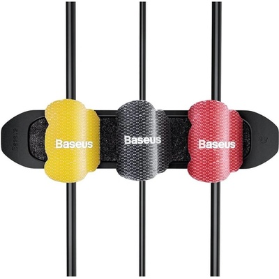 Baseus Органайзер за кабели Baseus Cable Fixer Kit (TZACGX-01), лепяща основа, 15 велкро лепенки, черен (TZACGX-01 / 43564)