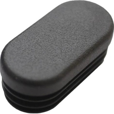 KP Žebrovaná oválná plastová zátka - plochá na pr.40x20 mm černá erodovaná, na hranoly, jekly, sloupky a trubky