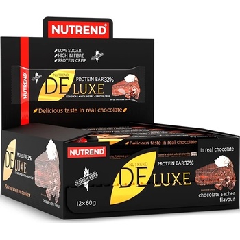Nutrend Deluxe Протеинови барoве, шоколадов сахер, 12 броя, Nutrend