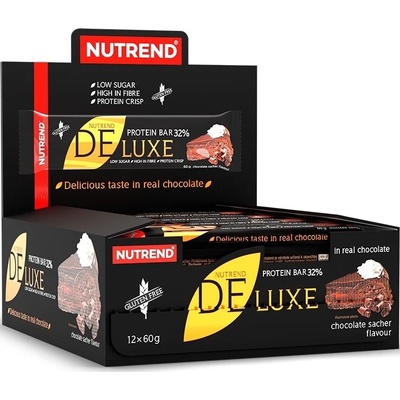 Nutrend Deluxe Протеинови барoве, шоколадов сахер, 12 броя, Nutrend
