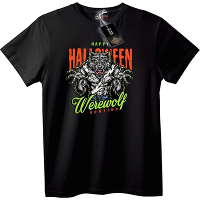 NOONEBRAND Тениска Щастлив Halloween Върколак Ловец - 6XL, Black