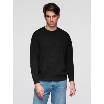 Ombre Clothing Мъжки суитшърт RELAXED FIT с издутeн надпис - черен V1 B1712 Ombre Clothing Ombre Clothing | Cheren | МЪЖЕ | M