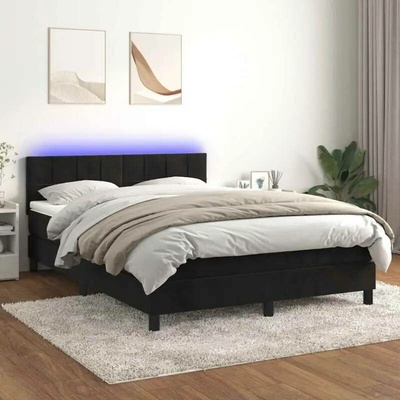 vidaXL 11461.3134407 Boxspring postel s matrací a LED černá samet