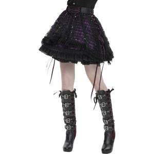 Devil fashion дамска пола с волани DEVIL FASHION - Nights Shimmer - черна/лилава - SKT25902