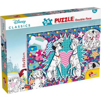 Lisciani Двулицев пъзел Lisciani за оцветяване от 24 части - 101 далматинци (99474)