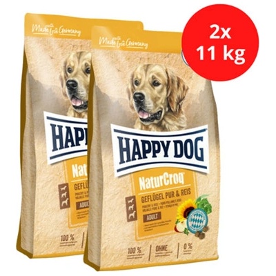 Happy Dog Naturcroq Geflügel Pur & Reis 2 x 11 kg