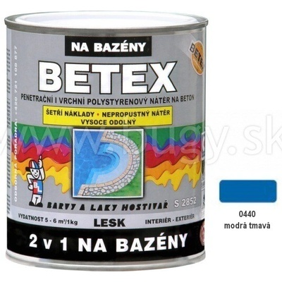 BETEX 2v1 na bazény S2852 Lesk 0440 Modrá tmavá, penetračný a vrchný náter 1kg