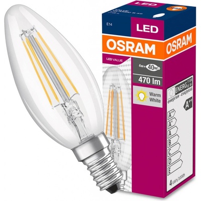 Osram LED žiarovka VALUE, E14, sviečka, 4W, 470lm, 2700K, teplá biela
