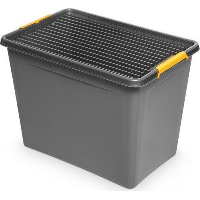 ORPLAST Odolný koš na kolečkách s víkem šedý 80 l
