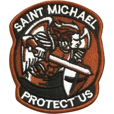 WARAGOD Vyšívaná nášivka Saint Michael Protect Us, hnedá