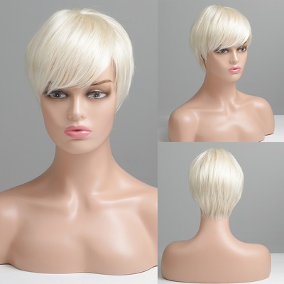 Blond krátka parochňa z pravých a umelých vlasov Daisy