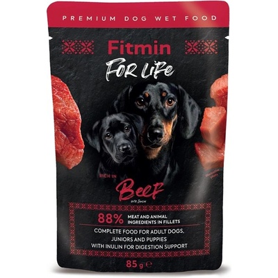 Dibaq Fitmin For Life Телешки пауч за кученца и възрастни кучета с инулин 85 g