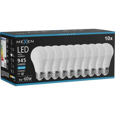 Mexen Nova 10x LED крушка E27, A60, 9W, студена - 6500K, 945 lm - L100-E27-0965-01x10 (L100-E27-0965-01x10)
