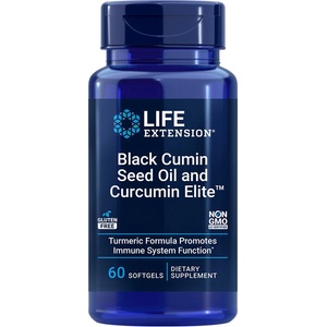 Life Extension Имунна и сърдечна функция - Черен кимион масло + Куркумин Elite, 60 софтгел капсули (02310 LE)