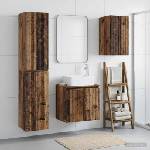 vidaXL Комплект мебели за баня 3 бр. Старо дърво 33 x 34, 5 x 160 см (3406081)