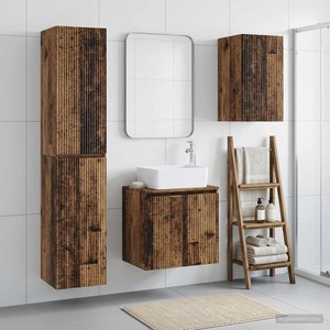 vidaXL Комплект мебели за баня 3 бр. Старо дърво 33 x 34, 5 x 160 см (3406081)