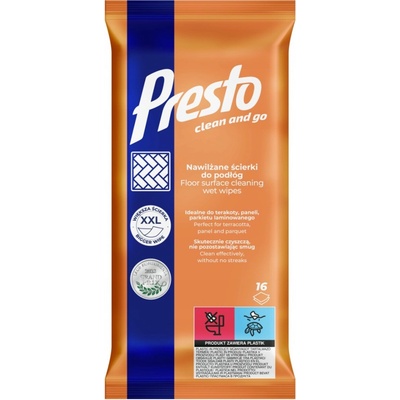 Presto Vlhčené utierky na podlahy, 16 ks