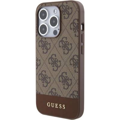 GUESS Гръб Guess за iPhone 15 Pro Max, PU, 4G Stripe, MagSafe, Кафяв (3666339193157)
