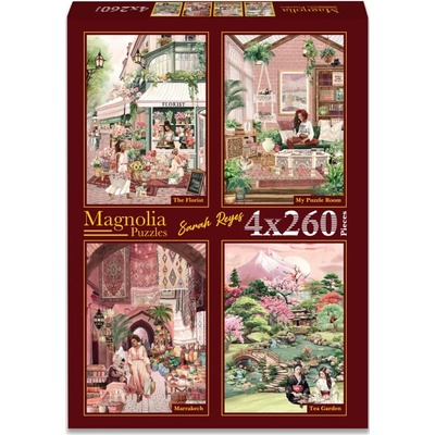 Magnolia 4x260 Sarah Reyesová Kvetinárstvo Moja izba Marrákeš Čajová záhrada 260 dielov