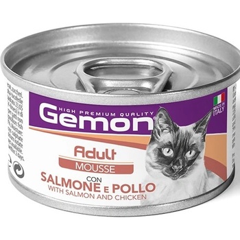 Gemon Cat Adult Mousse with Salmon Chicken - консерва за котки в зряла възраст, мус със сьомга и пиле 85 гр, Италия - 1015