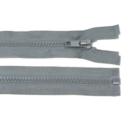 Kostěný zip no.5 rozepínací 80cm bundový color: 720 šedá metalická