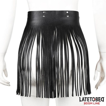 Image 1 of LateToBed BDSM Line Short Shake Fringe Skirt Black